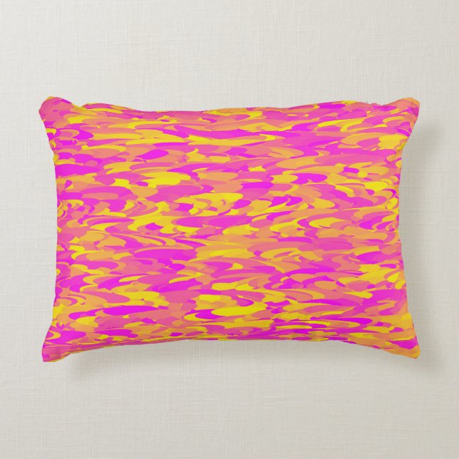 Abstract Pattern Pink yellow Orange Accent Pillow (Front)
