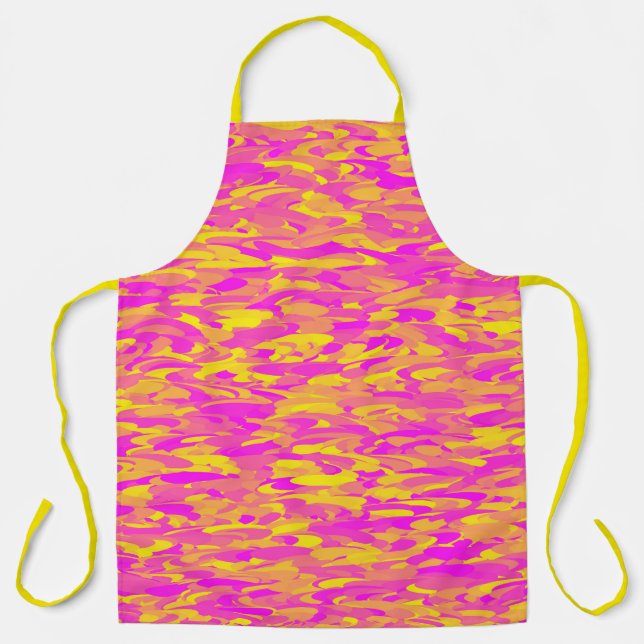 Abstract Pattern Pink Yellow Orange Apron (Front)