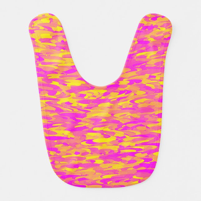 Abstract Pattern Pink Yellow Orange Baby Bib (Front)