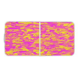 Abstract Pattern Pink Yellow Orange Beer Pong Table