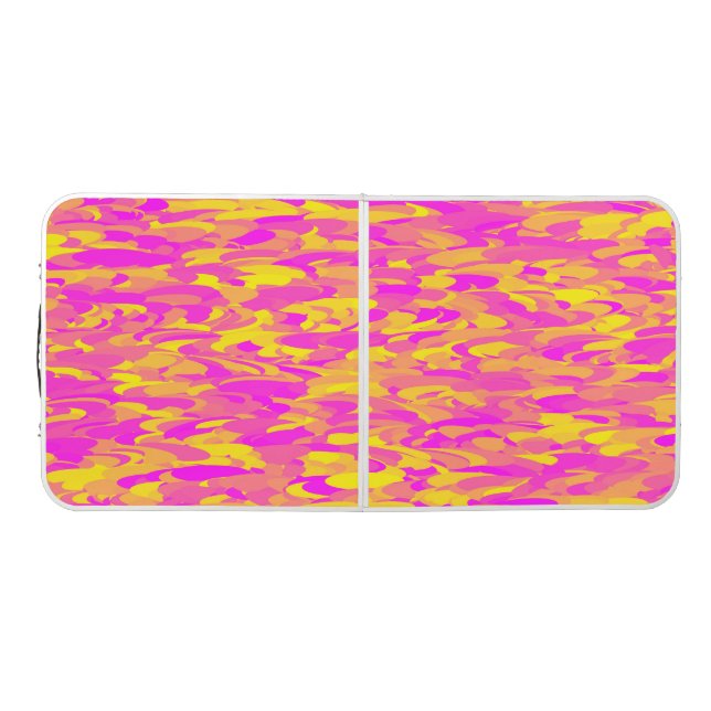 Abstract Pattern Pink Yellow Orange Beer Pong Table (Top)