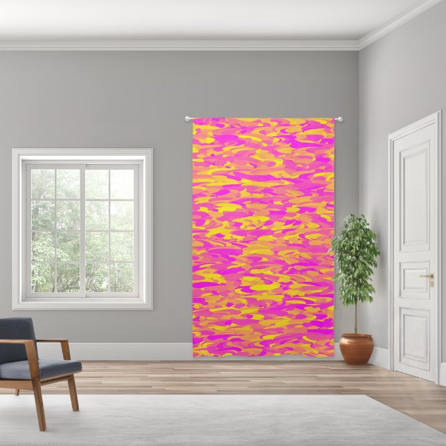 Abstract Pattern Pink Yellow Orange Blackout Curtains (Wide)
