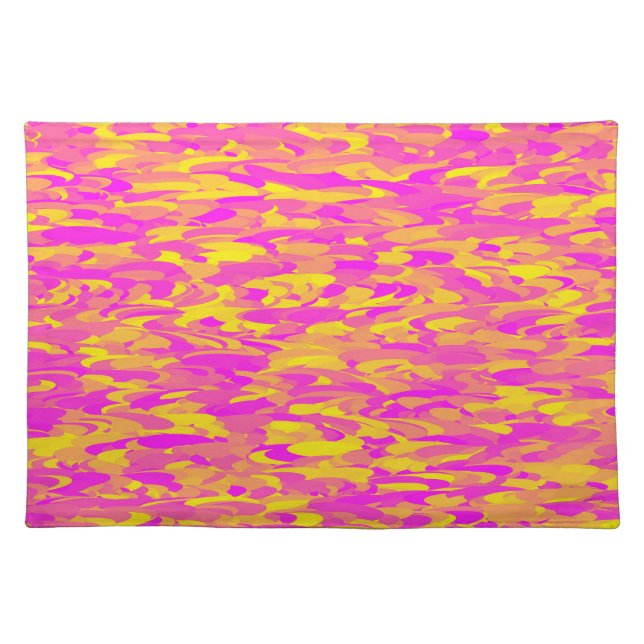 Abstract Pattern Pink Yellow Orange Cloth Placemat (Front)