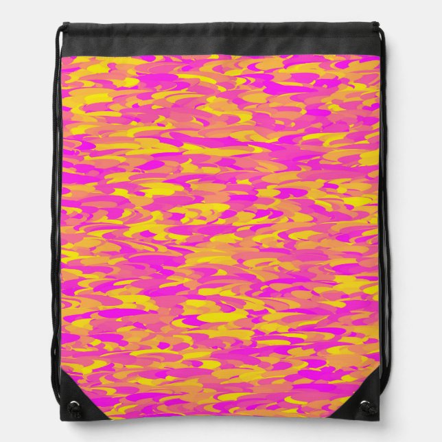 Abstract Pattern Pink Yellow Orange Drawstring Bag (Front)