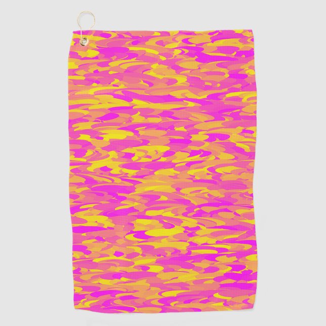 Abstract Pattern Pink Yellow Orange Golf Towel (Front)