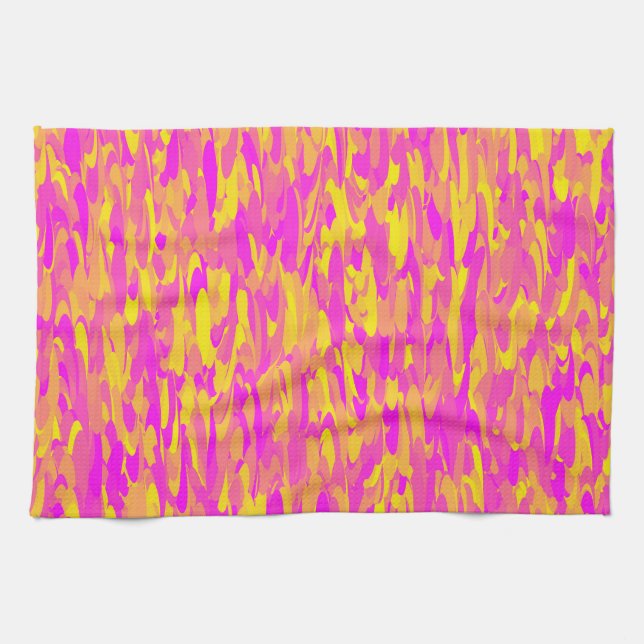 Abstract Pattern Pink Yellow Orange Kitchen Towel (Horizontal)
