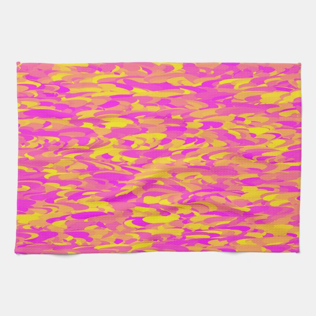 Abstract Pattern Pink Yellow Orange Kitchen Towel (Horizontal)