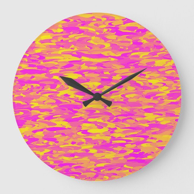 Abstract Pattern Pink Yellow Orange Large Clock (Front)