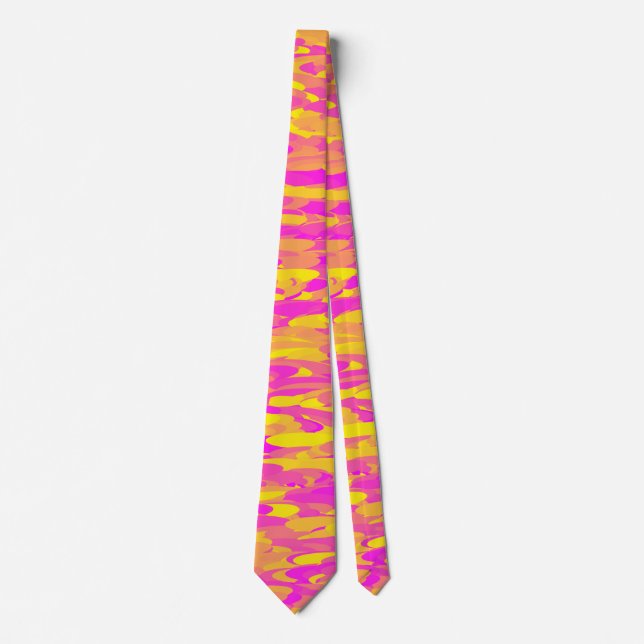 Abstract Pattern Pink Yellow Orange Neck Tie (Front)