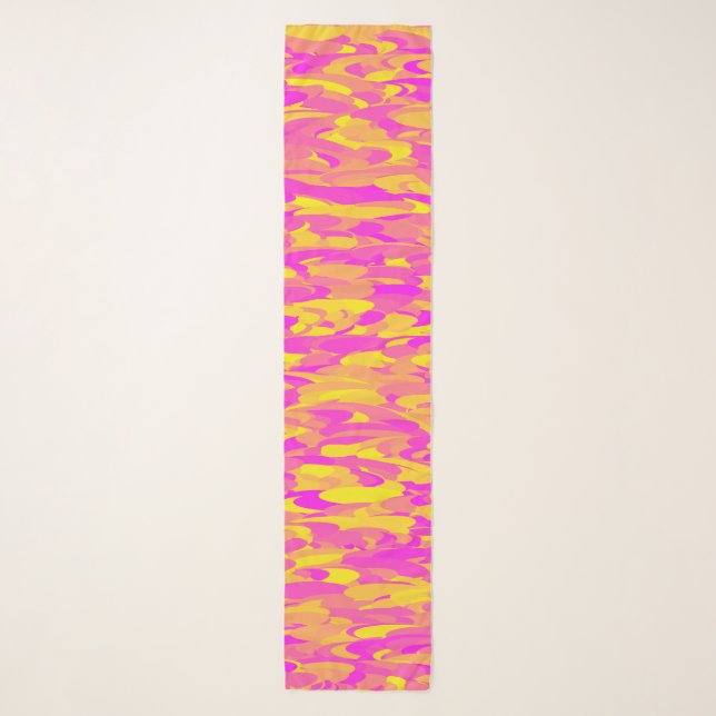 Abstract Pattern Pink Yellow Orange Scarf (Front)