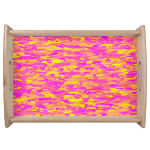 Abstract Pattern Pink Yellow Orange Serving Tray