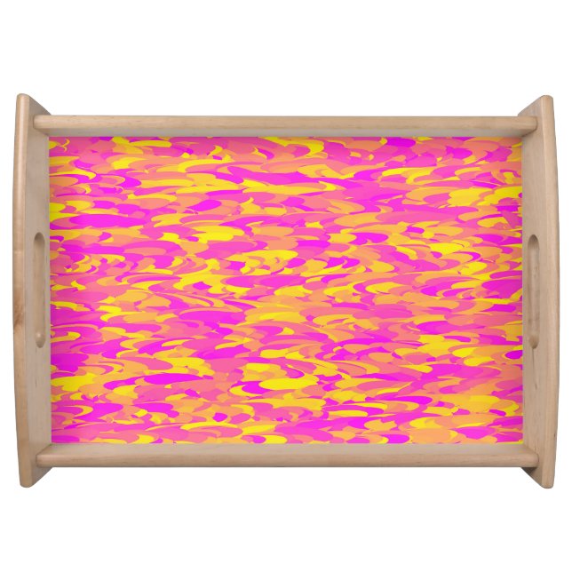 Abstract Pattern Pink Yellow Orange Serving Tray (Front)