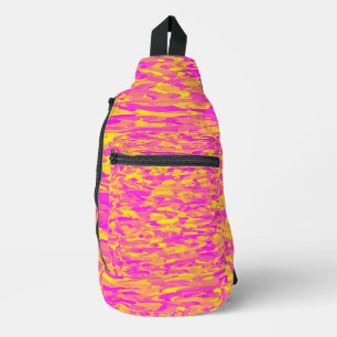 Abstract Pattern Pink Yellow Orange Sling Bag