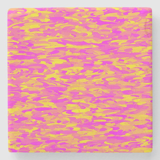 Abstract Pattern Pink Yellow Orange Stone Coaster (Front)