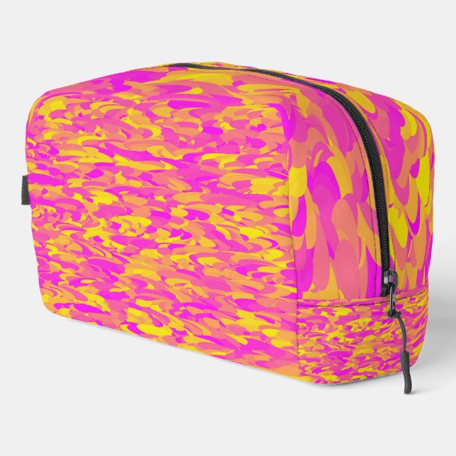 Abstract Pattern Pink Yellow Orange Toiletry Bag (Right Corner)