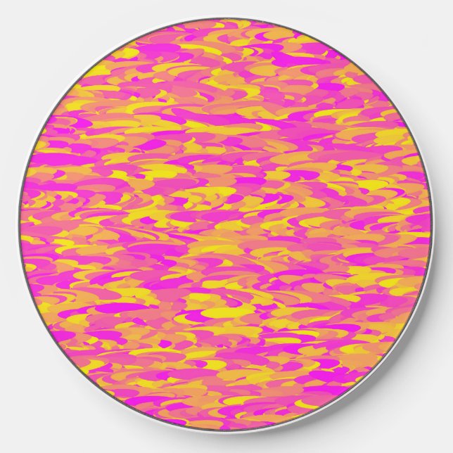 Abstract Pattern Pink Yellow Orange Wireless Charger (Front)