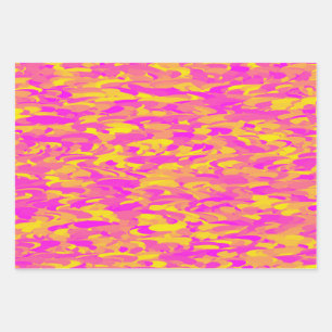 Abstract Pattern Pink Yellow Orange Wrapping Paper Sheets