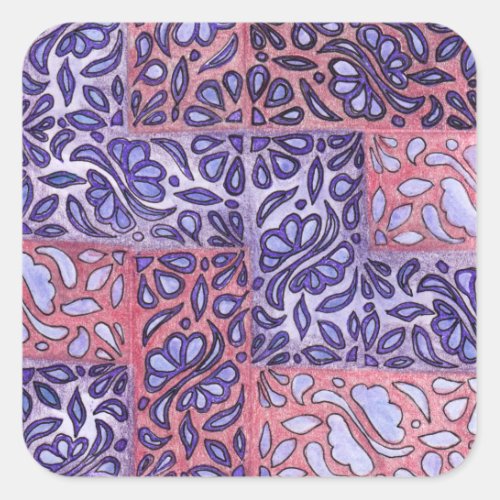 Abstract Pattern Purple and Pink Square Sticker