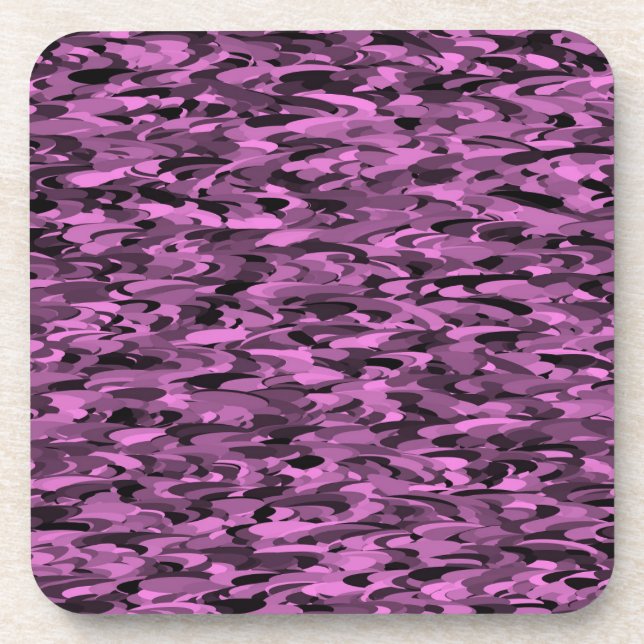 Abstract Pattern Purple Black Beverage Coaster (Front)