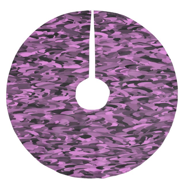Abstract Pattern Purple Black Brushed Polyester Tree Skirt (Front)