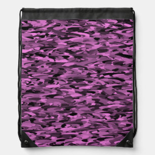 Abstract Pattern Purple Black Drawstring Bag