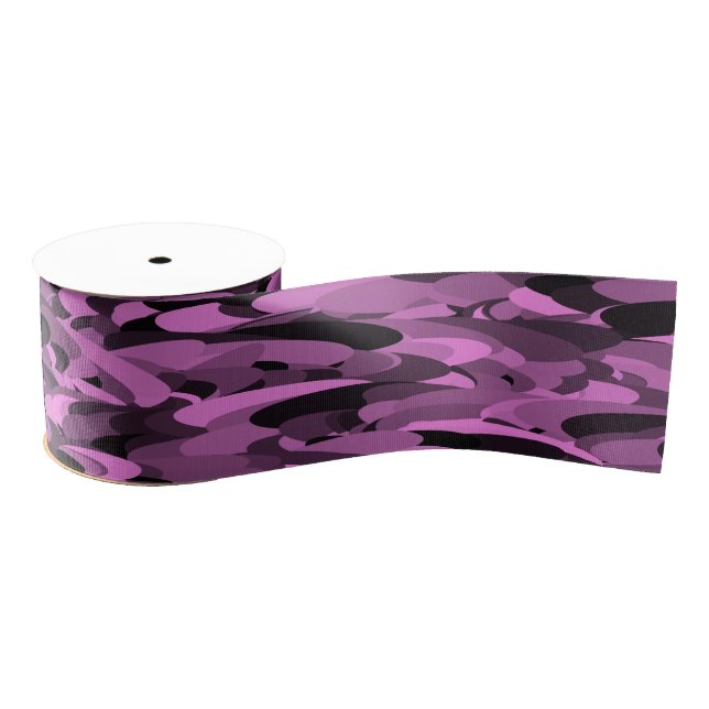 Abstract Pattern Purple Black Grosgrain Ribbon (Spool)