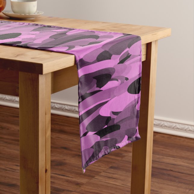 Abstract Pattern Purple Black Long Table Runner (In Situ)