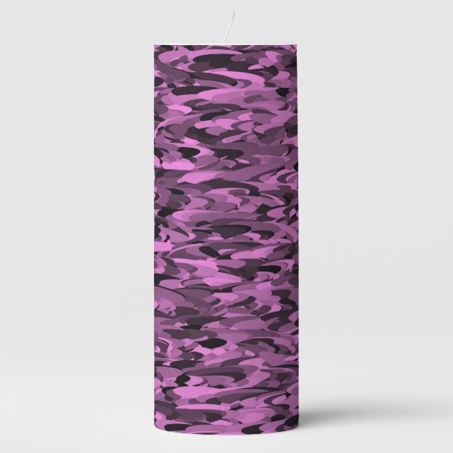 Abstract Pattern Purple Black Pillar Candle (Front)