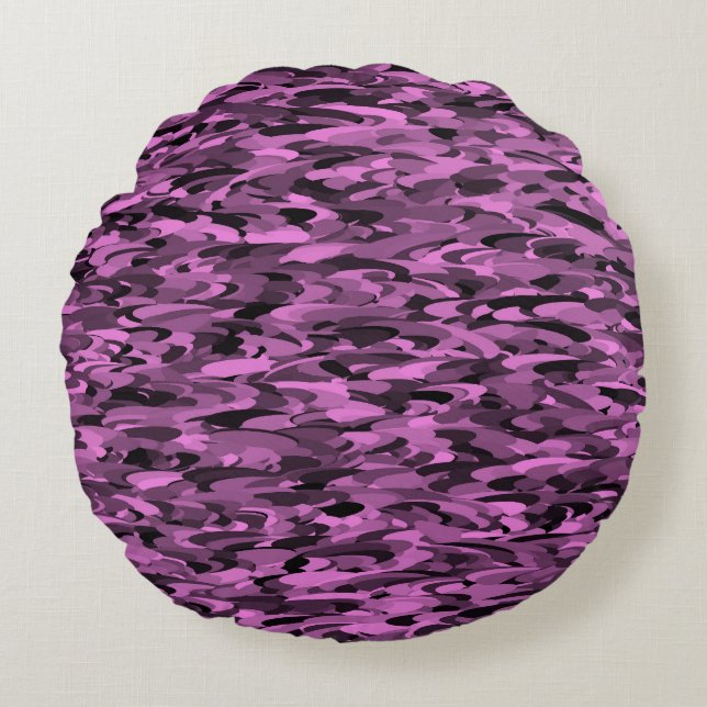 Abstract Pattern Purple Black Round Pillow (Front)