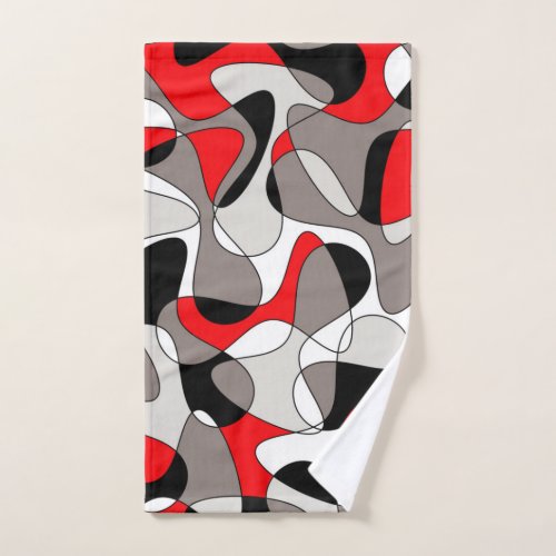 Abstract pattern _ red and gray hand towel 