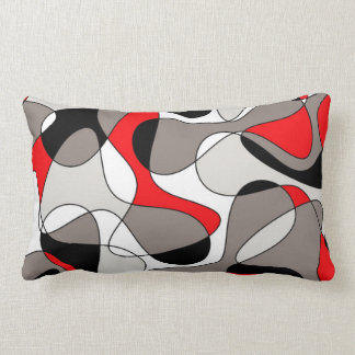 Abstract pattern - red and gray. lumbar pillow