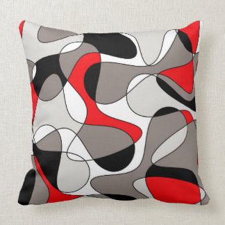 Abstract pattern - red and gray. throw pillow