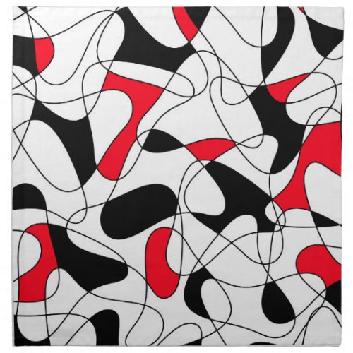 Abstract pattern _ red black and white cloth napkin
