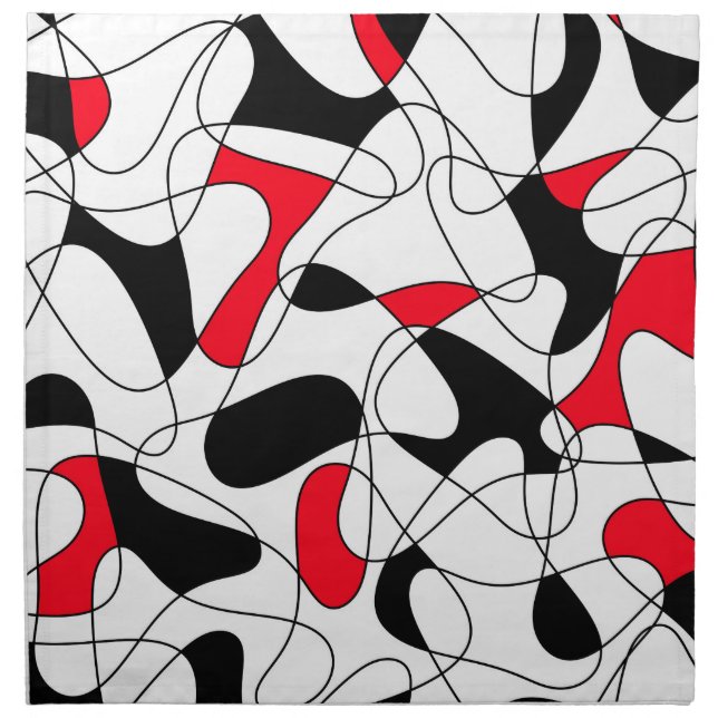 Abstract pattern - red, black and white. cloth napkin (Front)