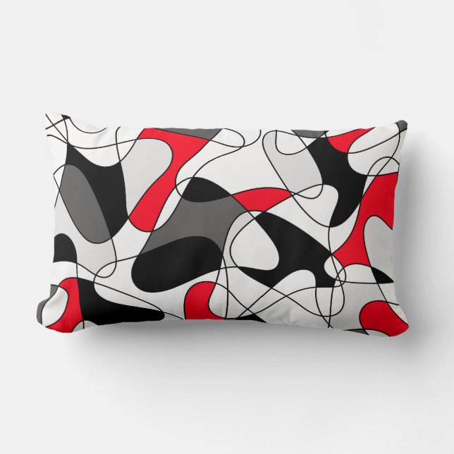 Abstract pattern - red, black and white. lumbar pillow (Front)