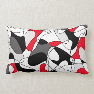 Abstract pattern - red, black and white. lumbar pillow