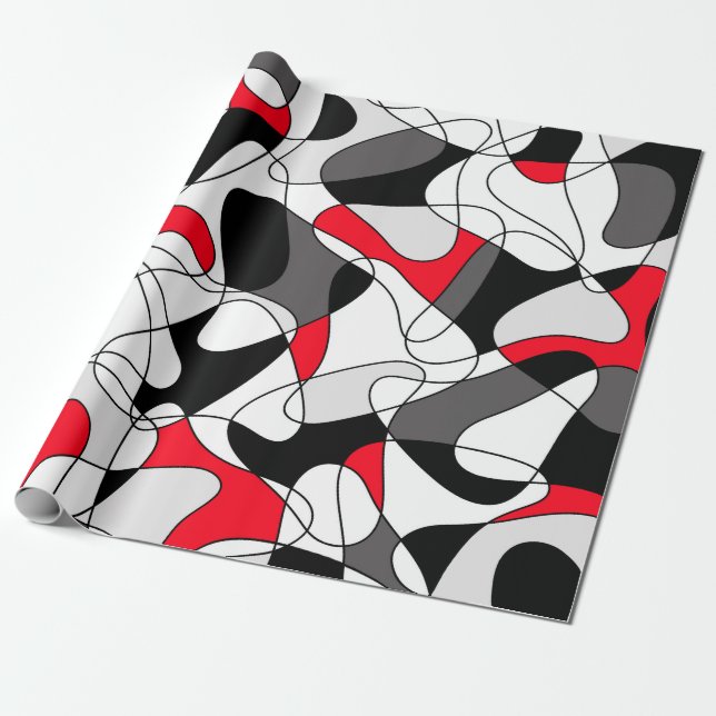Abstract pattern - red, black and white. wrapping paper (Unrolled)