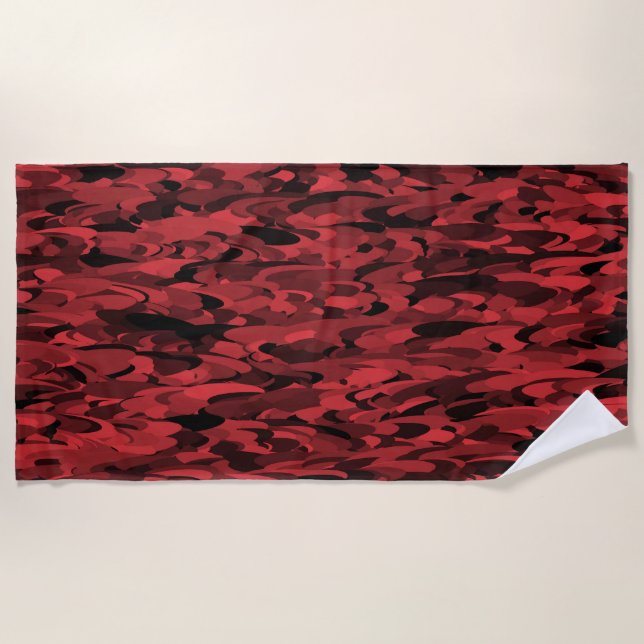 Abstract Pattern Red Black Beach Towel (Front)
