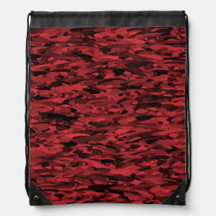 Abstract Pattern Red Black Drawstring Bag