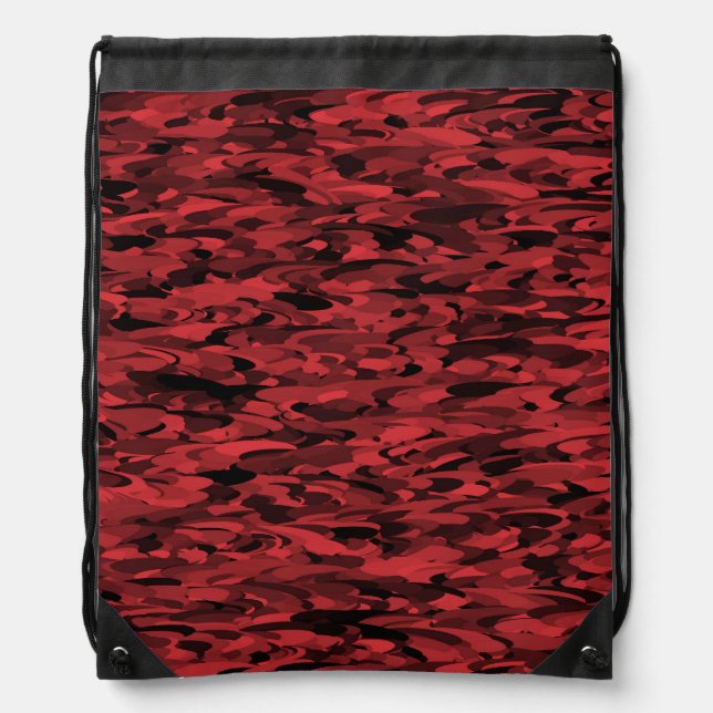 Abstract Pattern Red Black Drawstring Bag (Front)