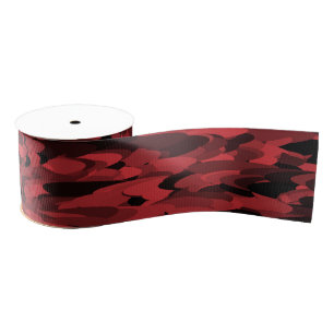 Abstract Pattern Red Black Grosgrain Ribbon