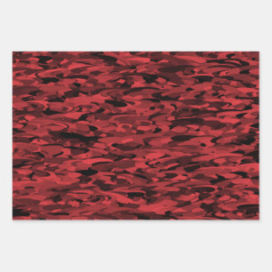 Abstract Pattern Red Black Wrapping Paper Sheets