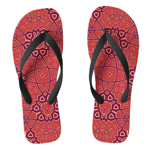 Abstract Pattern red cool shape Flip Flops | Zazzle