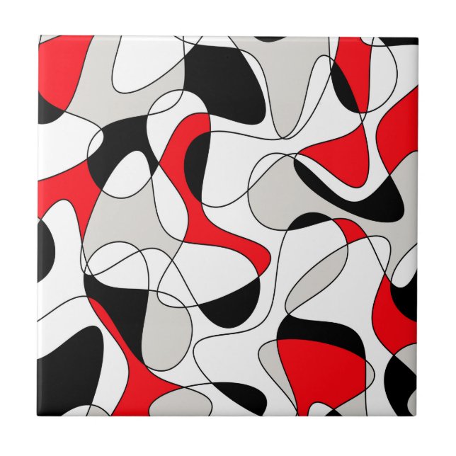Abstract pattern - red, gray and white. ceramic tile (Front)