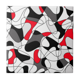Abstract pattern - red, gray, black and white. ceramic tile