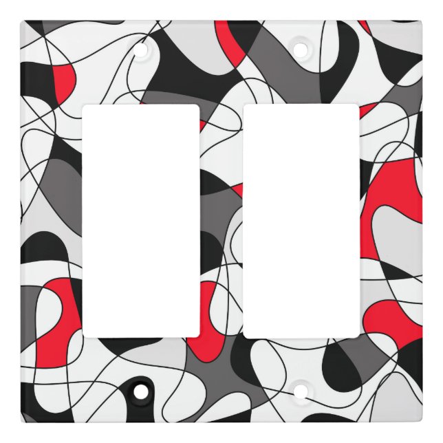 Abstract pattern - red, gray, black and white. light switch cover (Front)