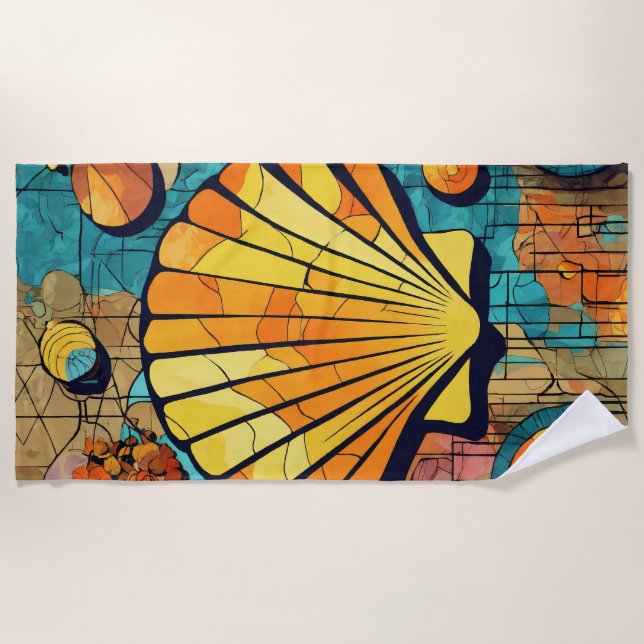abstract pattern: shellfish blue brown beach towel (Front)
