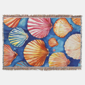 abstract pattern: shells blue brown throw blanket