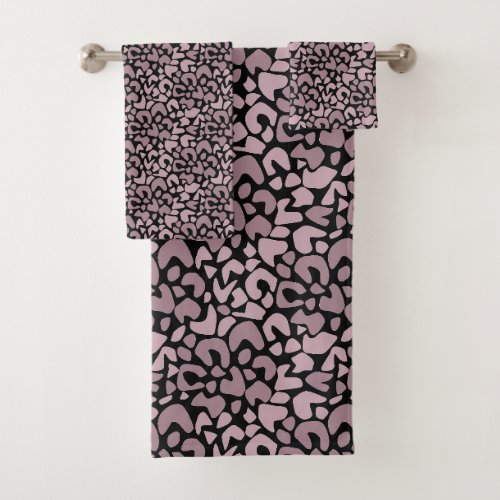 Abstract pattern spotted brown and beige bath towel set