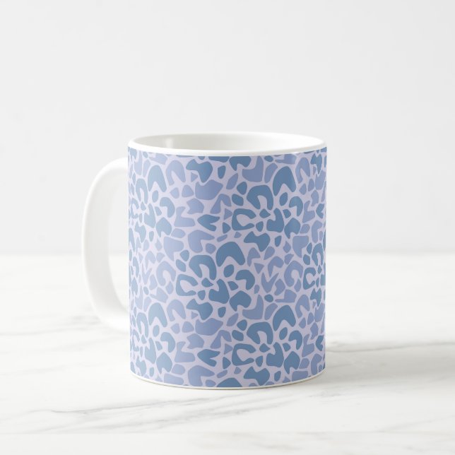 Abstract pattern spotted gray and blue coffee mug (Front Left)